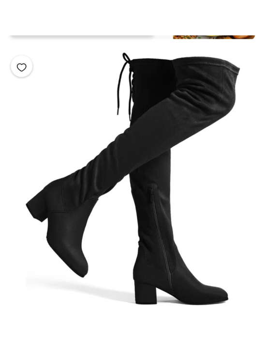 Dream Pairs Shoes - Dream Pairs Black knee thigh high Boots Chunky Heel Stretch Boots Sexy Fall 8.5